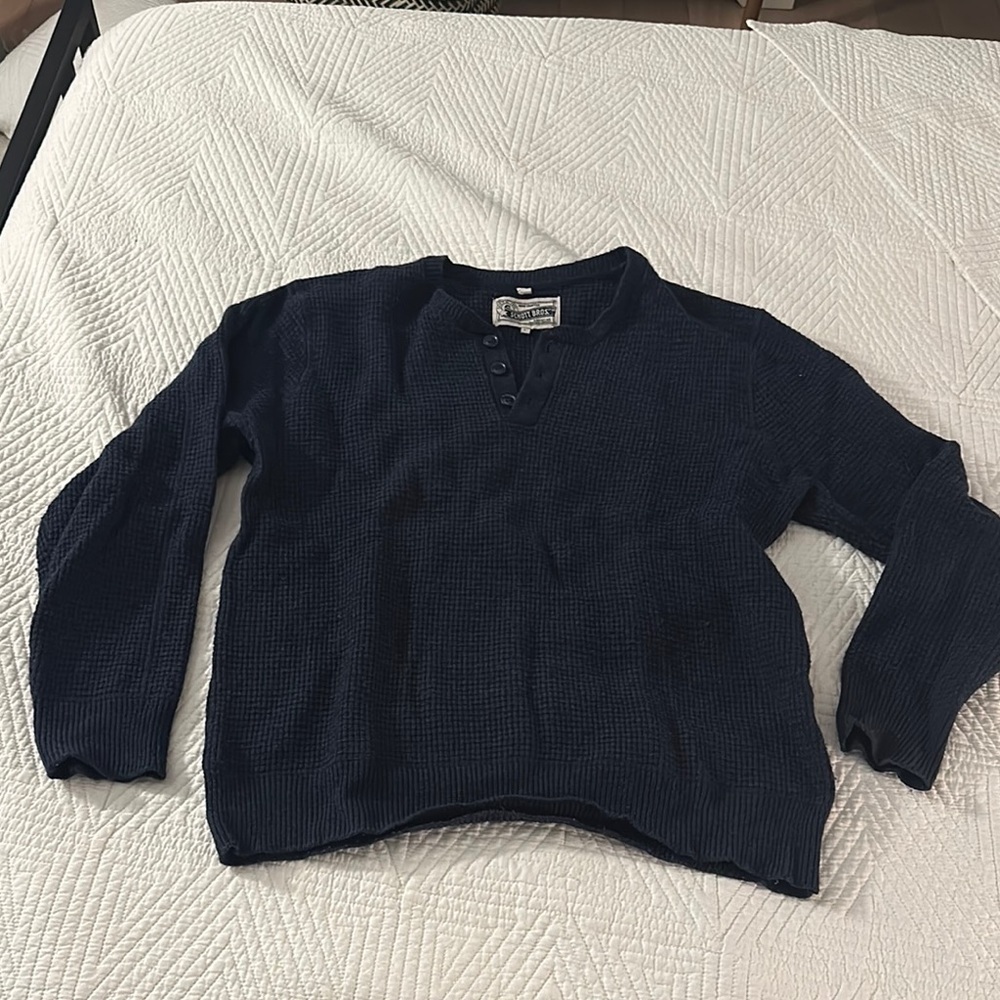 Blue V-Neck Chunky Knit Sweater